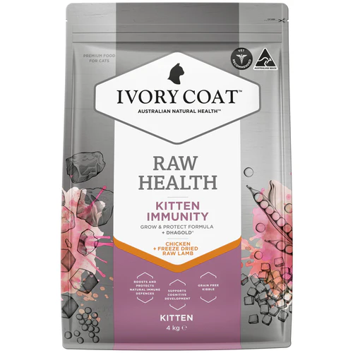 Ivory Coat Raw Health 2kg Chicken +Freeze Dried Raw Lamb ((Kitten Immunity)) Kitten 免疫力增強 (無穀物雞肉乾糧+生羊肺凍乾) 幼貓配方 2公斤 (ICS-261308) (EXP: 05/5月/2027)